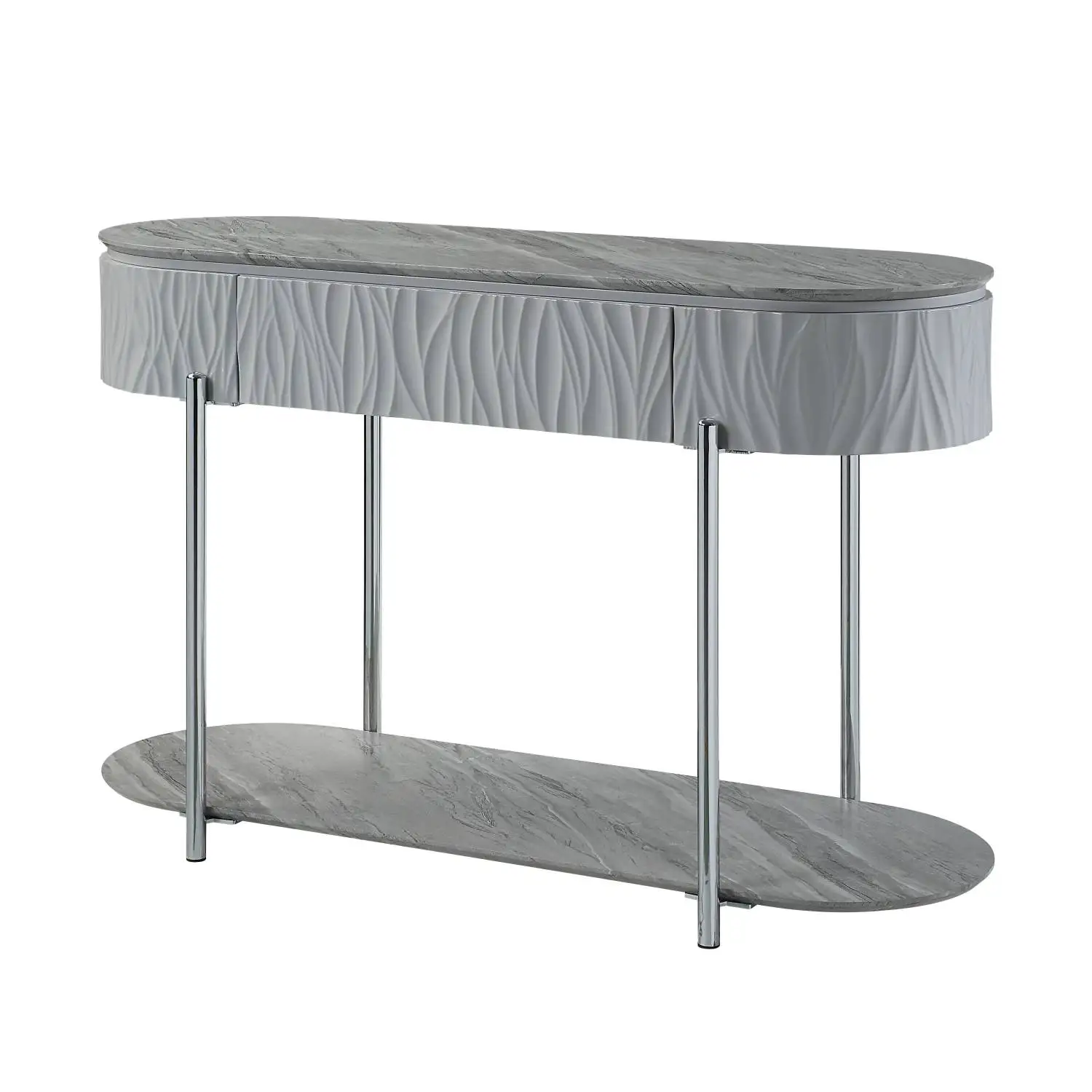 

Elegant ACME Gray High Gloss & Chrome Finish Yukino Sofa Table LV02413