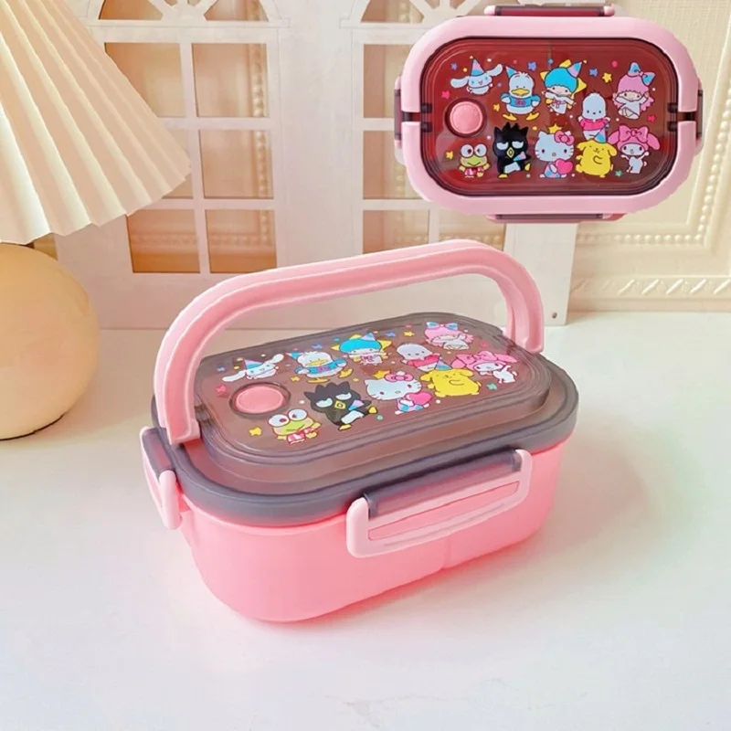 Hello Kitty Sanrio Kawaii Cartoon Cute Stainless Steel Large Capacity Lunch  Box with Lid Anime Plush Toys for Girl Birthday Gift