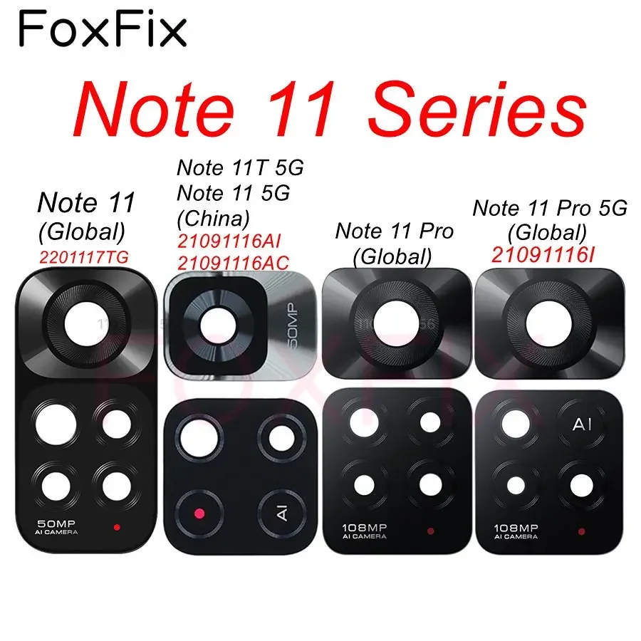 Rear Back Camera Glass Lens for Xiaomi Redmi Note 11 Pro+Plus 5G 11T 11S 11E 11SE 5G with Adhesive Sticker