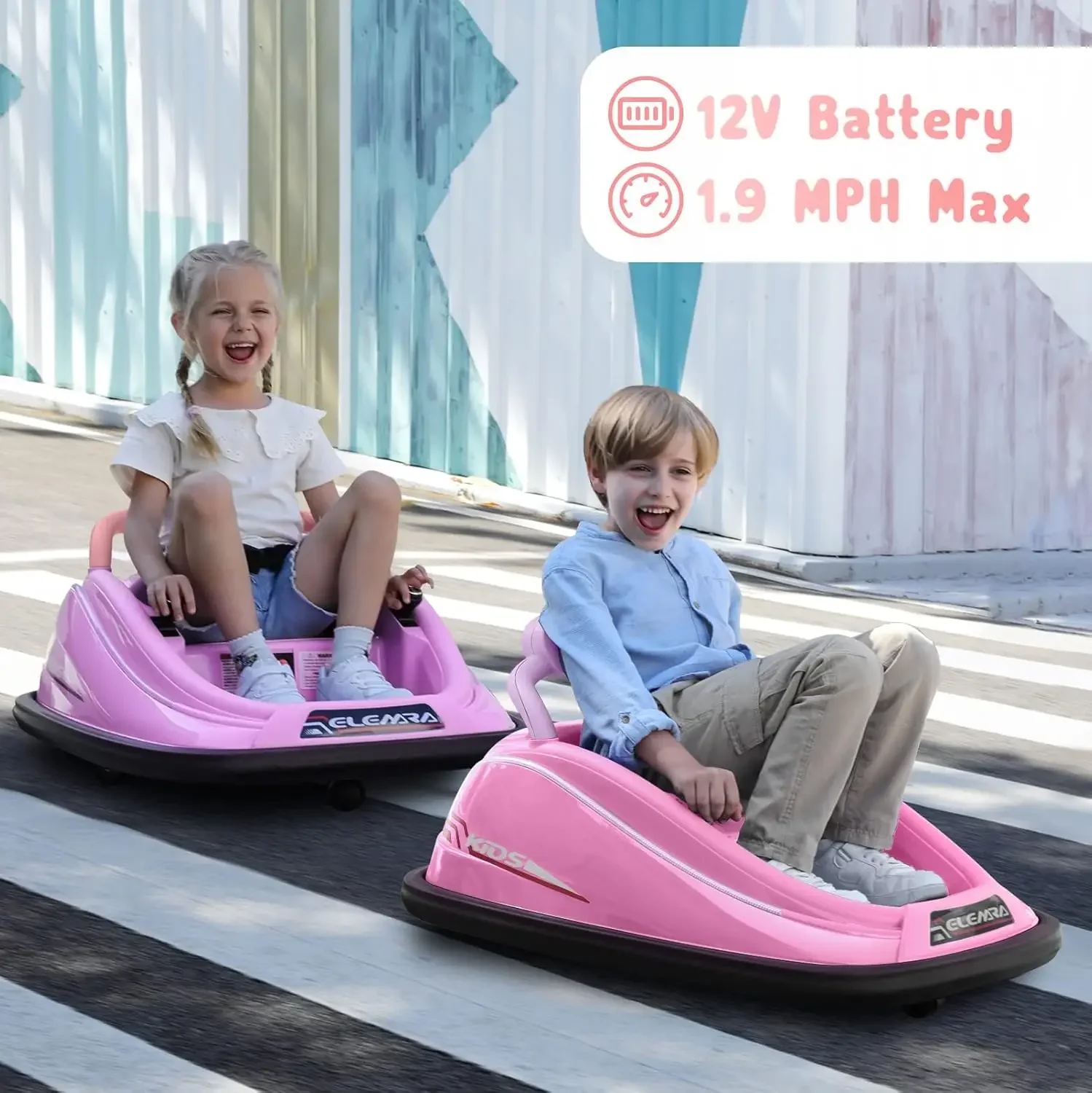 ELEMARA Bumper Car for Toddlers, 12V Electric Ride On Car Baby Bumper with 2 Driving Modes, Remote Control, Safety Belt,LED