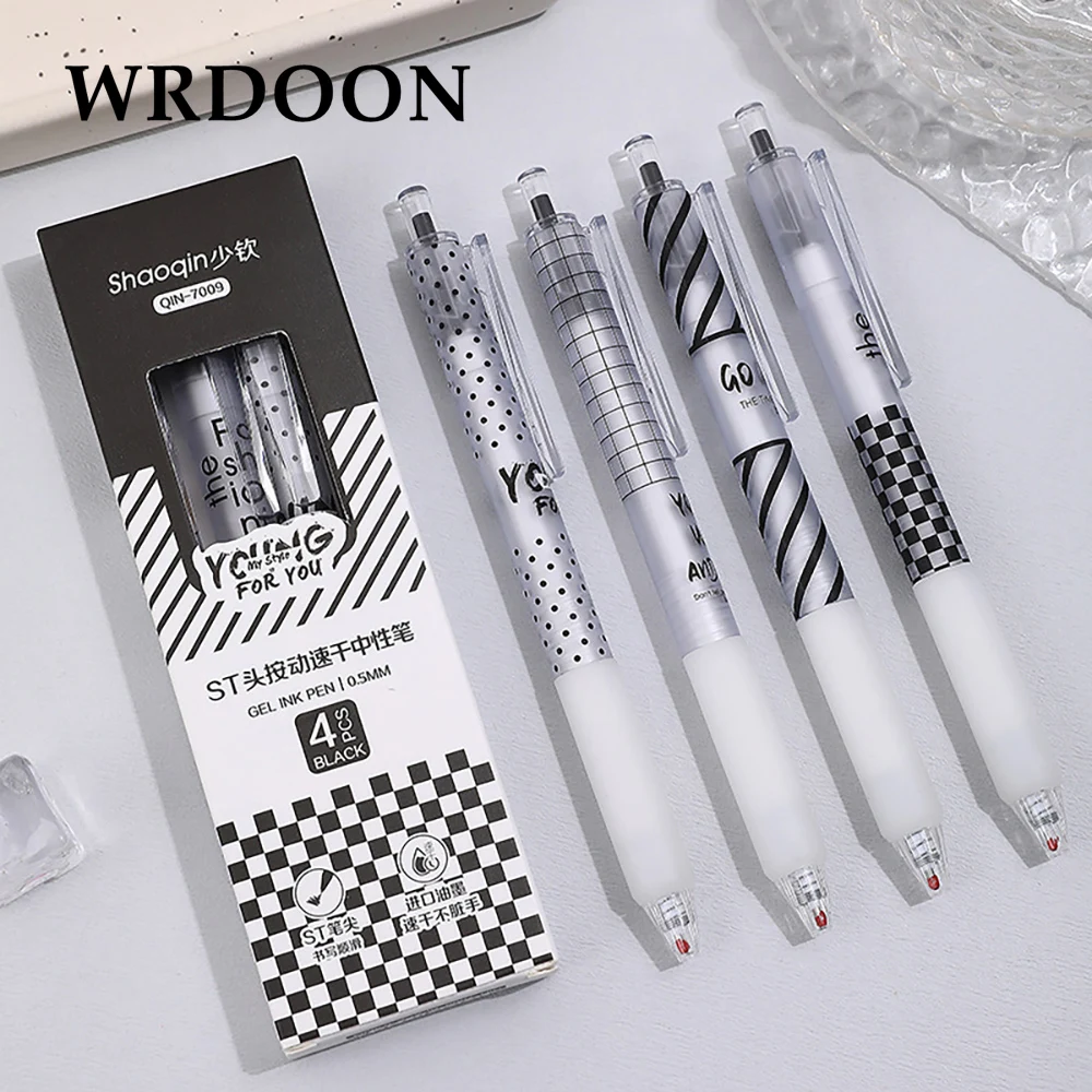 4pcs Cute Gel Pen Gift Press Pens Office Gift Accessories School Supplies Stationery Student Black Pens