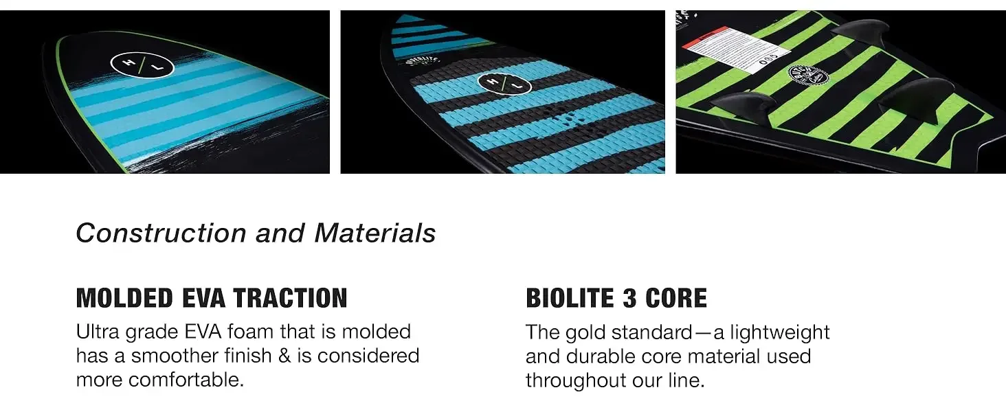 Broadcast wakesurfer construction and materials