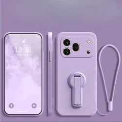Liquid Silicone Shockproof Case with Lanyard and Stand Holder for Honor 600 Pro (Purple)