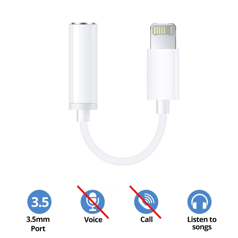 Microfono IPhone Se Adattatore Jack 3.5mm Per IPhone 14/13/12/11/XR/XS/X/8 E Altri - Cavo Da 1m, Colore Bianco Adattatore Jack IPhone 14 13