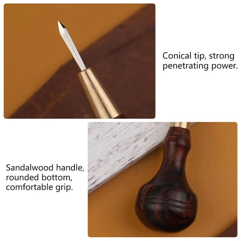 Handmade Leather Goods DIY Sandalwood Diamond Awl Rosewood Diamond Cone Leather Awl Cone