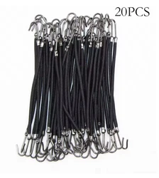 Set of Trendy Double Hook Elastic Hair Bands (Black  20pcs)