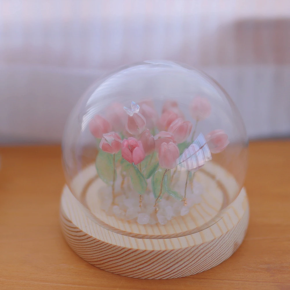 Handmade Tulip Night Light Heat Shrinkable Film DIY Material Bedside Ornament Home Decor Exquisite Gift For Mother Gitlfriend