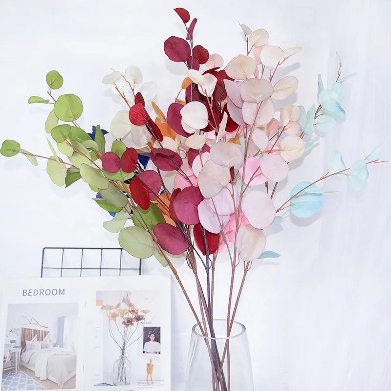 

Artificial Leaves Branch Retro Green Silk Eucalyptus Leaf for Home Decor Wedding Plants Faux Fabric Foliage Room Decoration