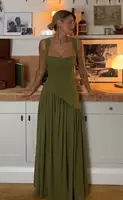 Mingmingxi Robe longue à lacets pour femme, sans manches, bretelles spaghetti réglables, robe de soirée avec écharpe, tenue de vacances d'été 4