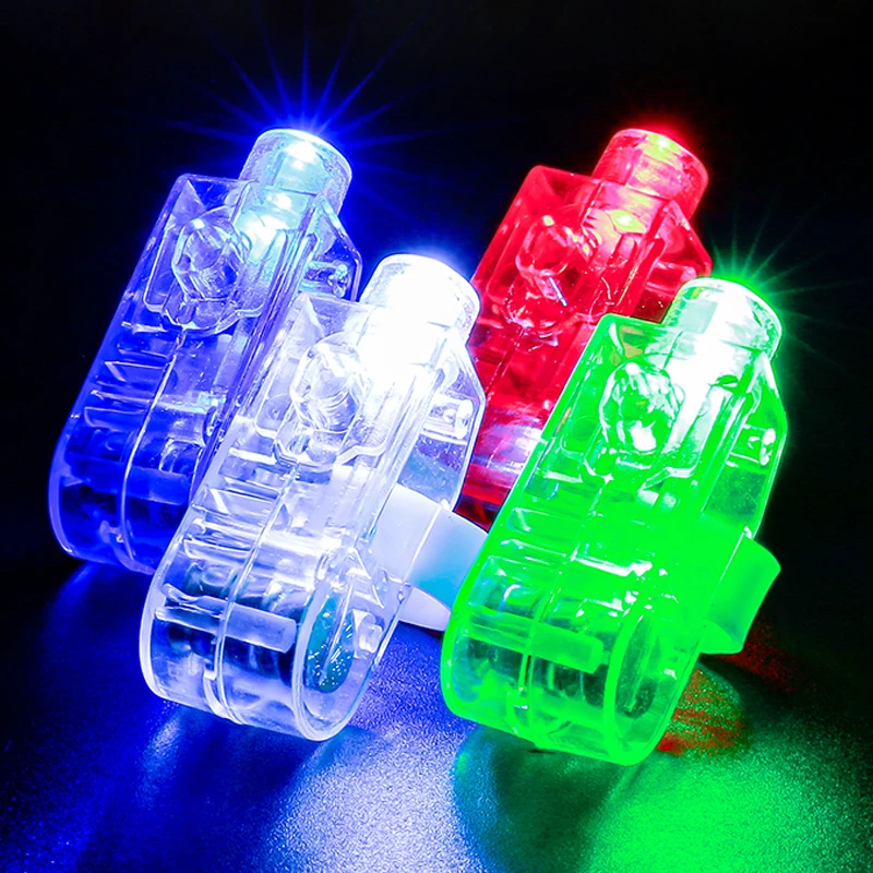 50/100pcs LED Finger Lights Flashing Finger Ring Flashlight Light Up