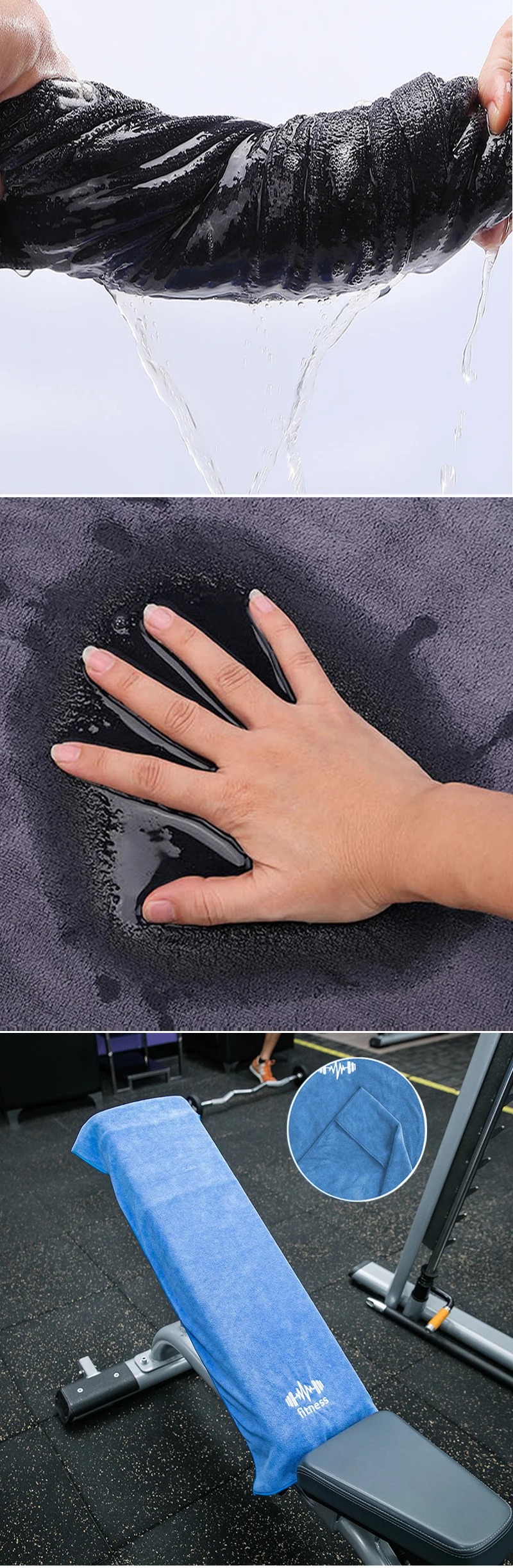 Description Picture 4 of itemFitness Towel for Sports Water Absorption Quick-Drying Gym Equipment Non-slip Sports Sweat TowelSwimming Microfiber Pool Towel