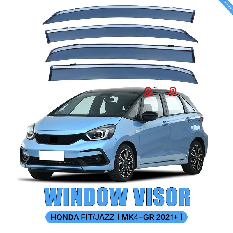 

For Ho-nda FIT/JAZZ GD GE GK GR 2001-2023 Plastic Window Visor Vent Shades Sun Rain Deflector Guard 4PCS/SET