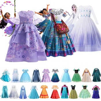 Charm Encanto Costume Frozen 1&2 Anna Elsa Princess Dress For Girls Isabella Mirabel Birthday Party Gown Kids Christmas Cosplay 1