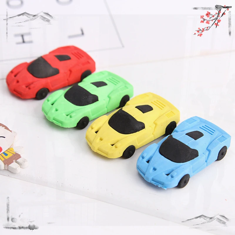 4 Pcs Cute and Creative Car Erasers for Children's Back To School Learning Supplies Kawaii Stationery - 2
