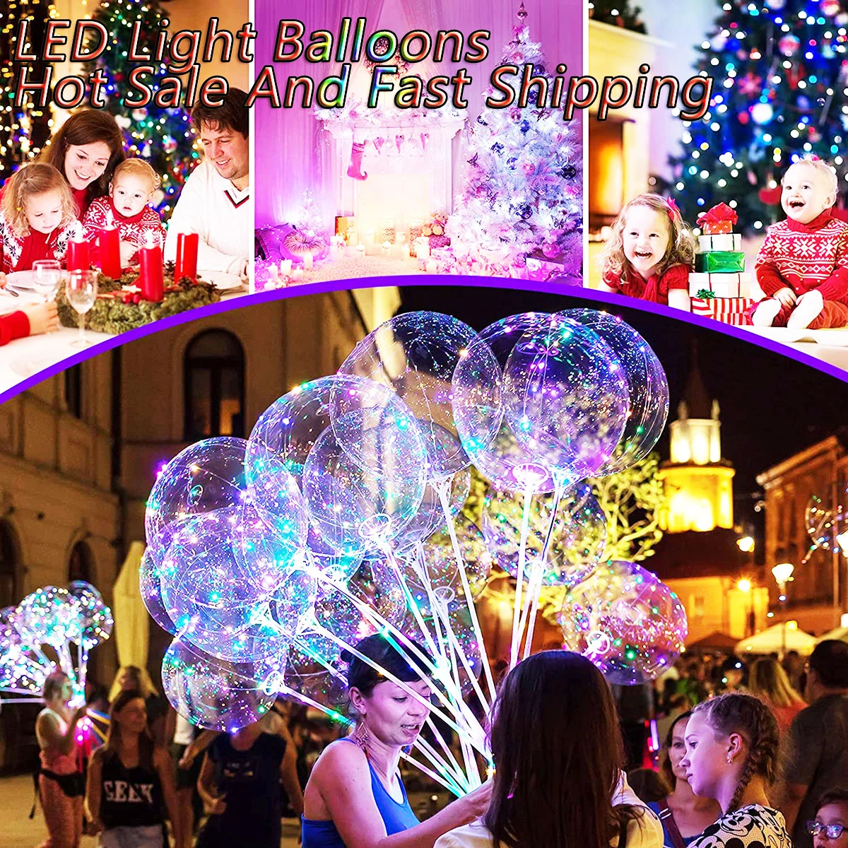 Description Picture 5 of itemLuminous Bobo Balloons LED Clear Inflatable Helium Balloons with Sticks Wedding Birthday Party Decorations Kids Lights Toys