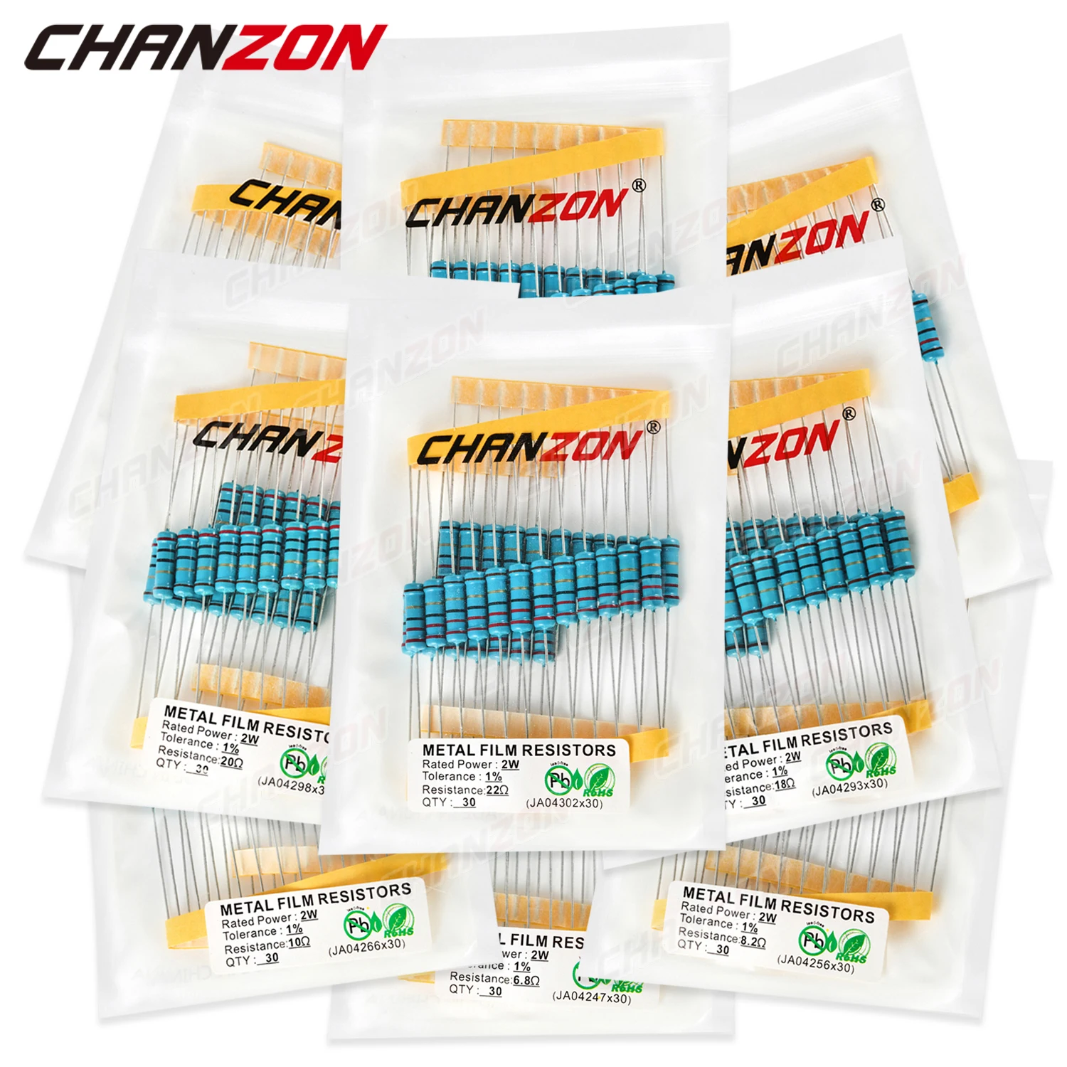 30Pcs 40 값 2W 1% 1ohm - 1M ohm 금속 필름 저항기 2Watt 2W 고정밀 MF 고정 1K 10K 100K 4R7 2K2 2.2K 4.7K 1Kohm
