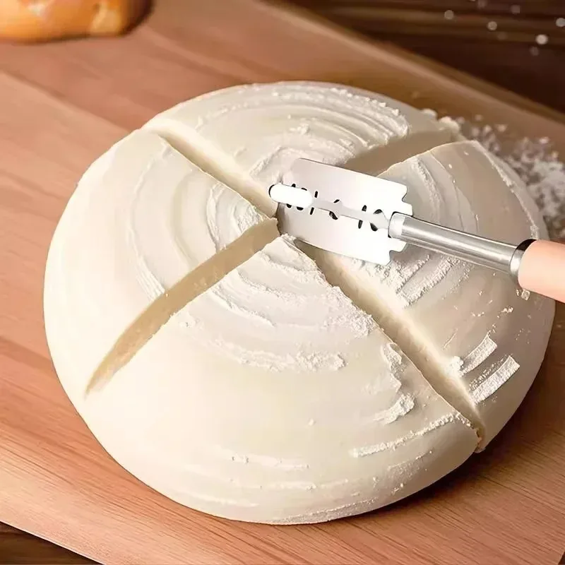 Dough Cutter 5 Blades Toast Curved Baguette Bread Knife Wooden Handle Bakers Baking Accessory Pastry Spatulas