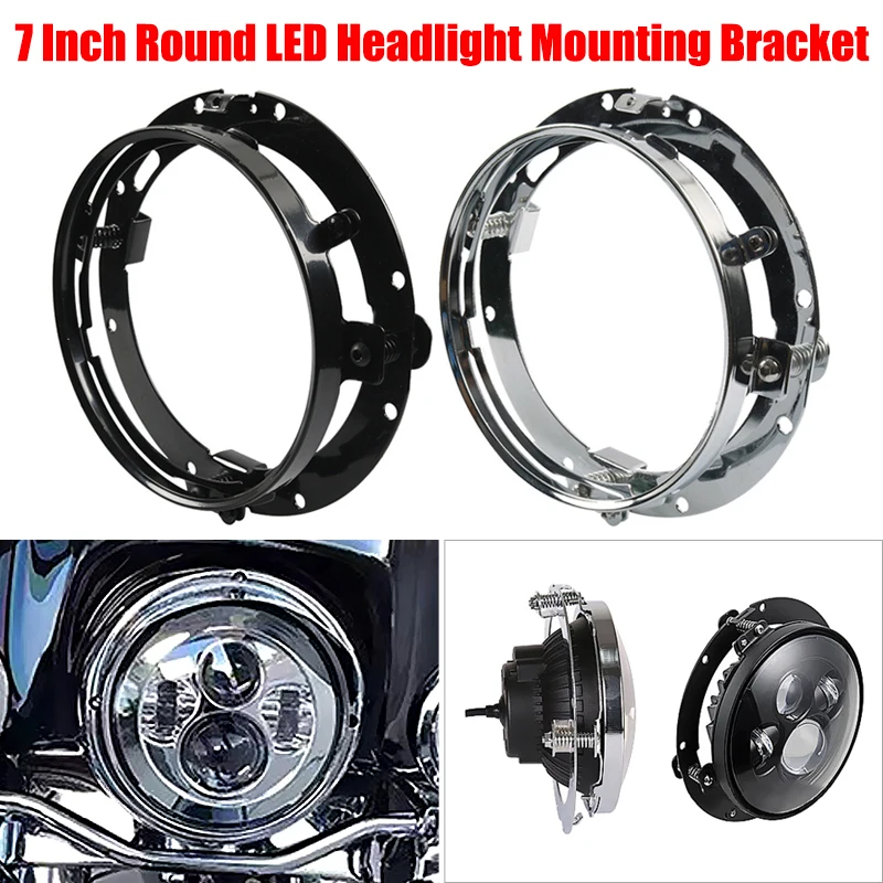 Anneau De Phare Rond LED De 7 Pouces, Support De Montage Pour Harley Pour Wrangler JK Suzuki Samouraï, Accessoires De Voiture Et De Moto