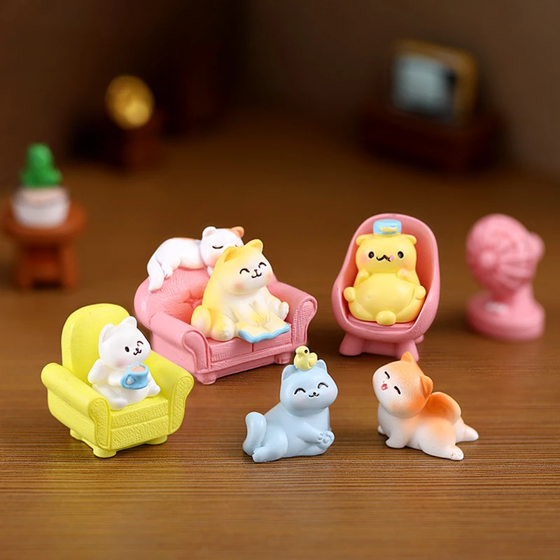 

2023 New Cute Cat Micro Landscape Ornaments Kawaii Kitten Figurines Miniatures for Home Decoration Office Desk Accessories Gifts