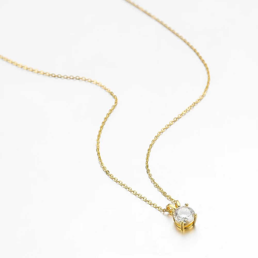 OEVAS Real 1 Carat D Color Moissanite Pendant For Women 18K Gold Plated 100% 925 Sterling Silver Wedding Party Fine Jewelry Gift