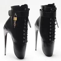 Extreme 7 inch Spike Stiletto Lockable padlock  Ballet High Heels Ankle Boots - Image 6