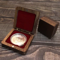Commemorative Coin Box Medal Medal Gift Packaging Wooden Box Clamshell Storage Gift Medal Coins Antique Wooden Box 2