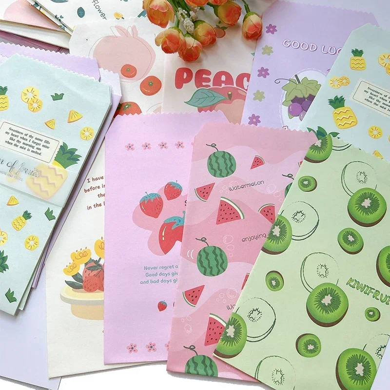 Nostalgic wallets Envelopes Vintage cowhide Fruit vegetable envelope Child Printing Romantic Cartoon Pattern Paper 20*12CM 20Pcs kraft paper envelopes mailing envelopes