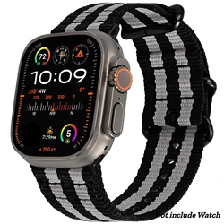 Premium Nylon Braided Strap for Apple Watch - Elegant Woven Bracelet Design (Black Gray)