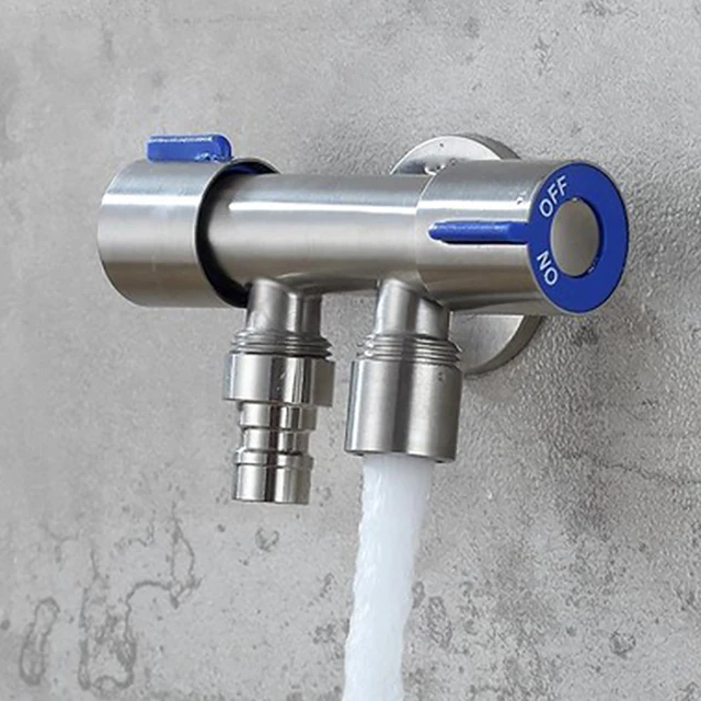 1 In 2 Out Faucet Washing Machine Toilet Shower Valve Bathroom Triangle Valve Water Control Valve Dual Control Diverter Valve 6