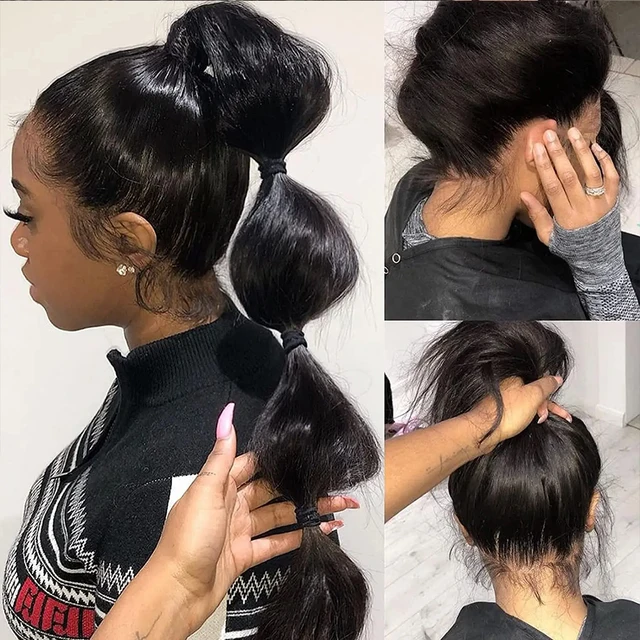 HD 360 Full Lace Wig Human Hair Pre plucked HD Lace Wig 13x6 Human Hair Wigs 36 inch Bone Straight Lace Frontal Wig For Women 4