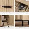 47" Fluted Executive Desk, Modern Wood Home Office Desk with Charging Station, Drawer & Cabinet, Computer Writing Desk for Work 4