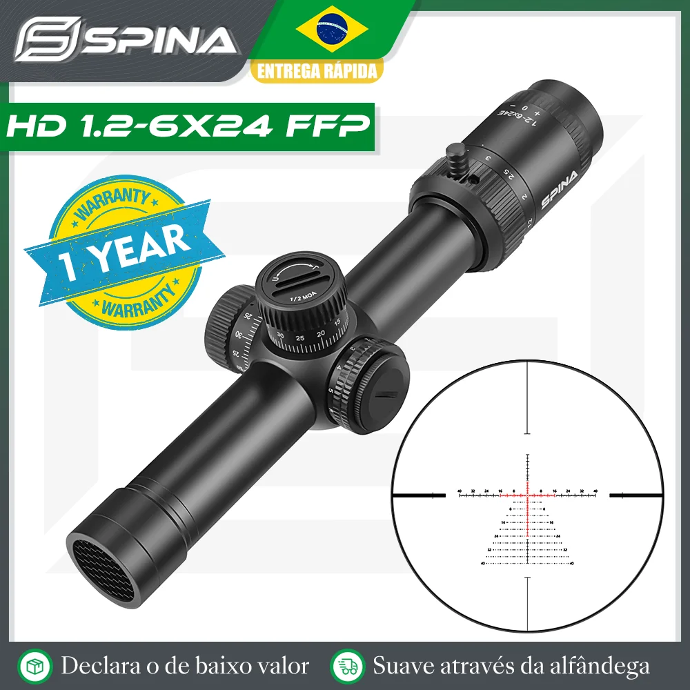 

SPINA OPTICS LPVO 1.2-6x24 FFP/SFP Mid Dot Dual Purpose Hunting Rifle Scope Red Dot CQB PCP Carbine AR Riflescope .223 AR15 .308