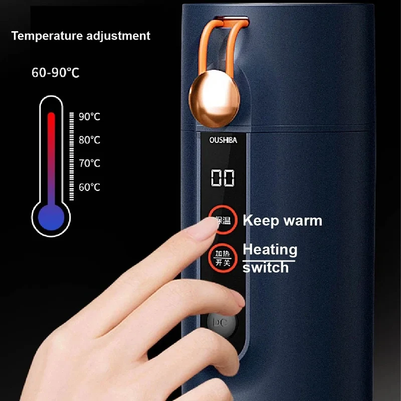 12V/24V Universal Car Electric Kettle Portable 100°C Travel Cup With Cigarette Lighter Smart Electric Hot Cup Heat Quickly 460ml 2