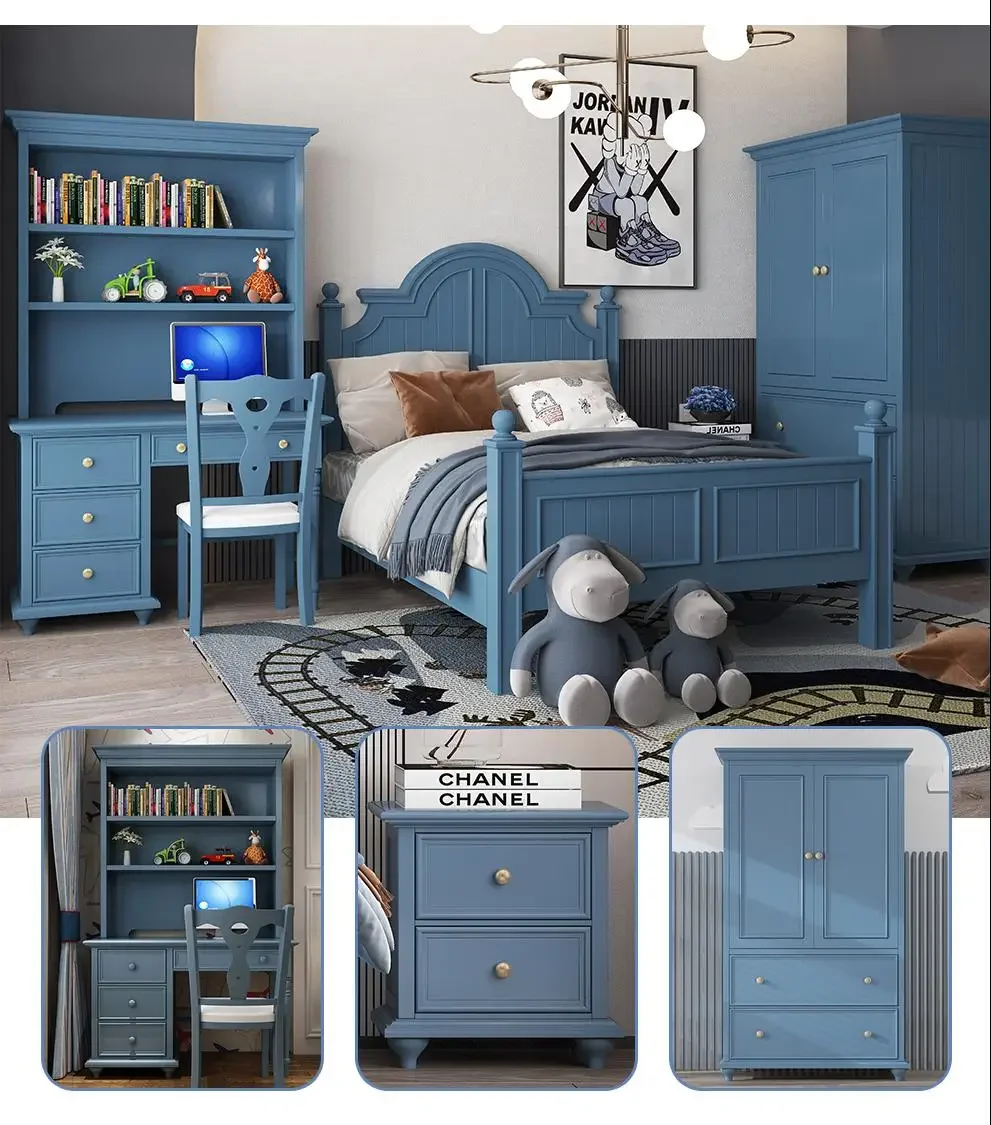Modern solid wood bedside table for children's bedroom