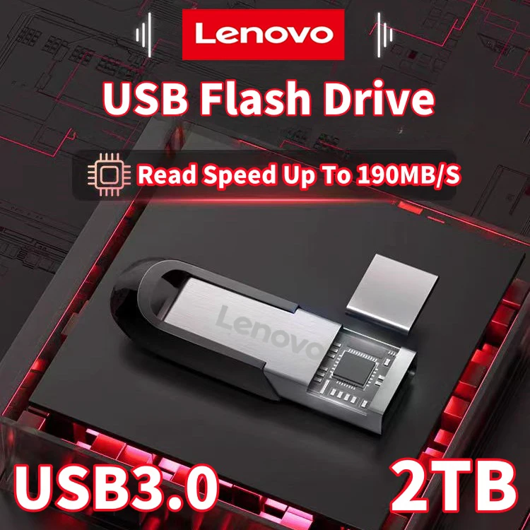 Lenovo 2Tb Usb Flash Drives Mini Metal Real Capacity Memory Stick Black Pen Drive Regalo Aziendale Creativo Silver Storage U Disk