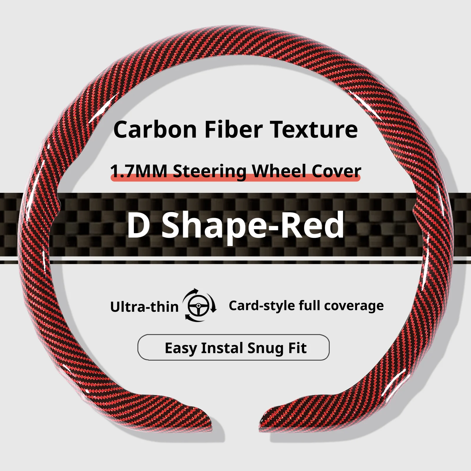 Luxury Carbon Fiber Texture Steering Wheel Cover - 15 Inch