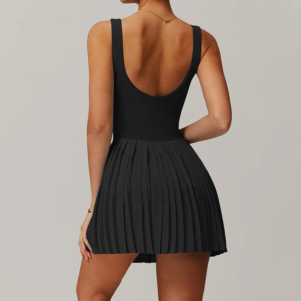 Yoga Set Naked Tennis Dress Women's Jumpsuit Bottom anti Glare Fitness Clothes Sports Running Pockets Pleated Skirt Sports Dress yoga set sports set sportswear set fitness set fitness jumpsuit fitness one piece wear