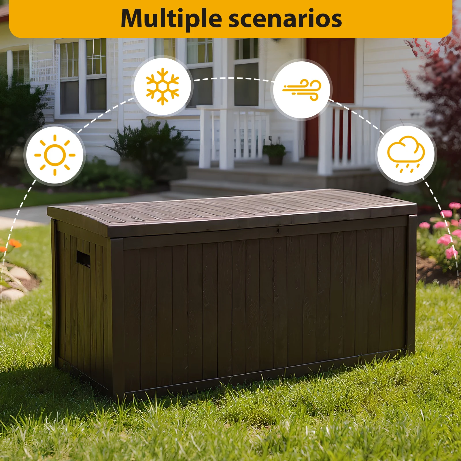 Outdoor Storage Box Waterproof Storage Bin UV-Resistant Storage Bin for Patio Furniture Outdoor Cushions