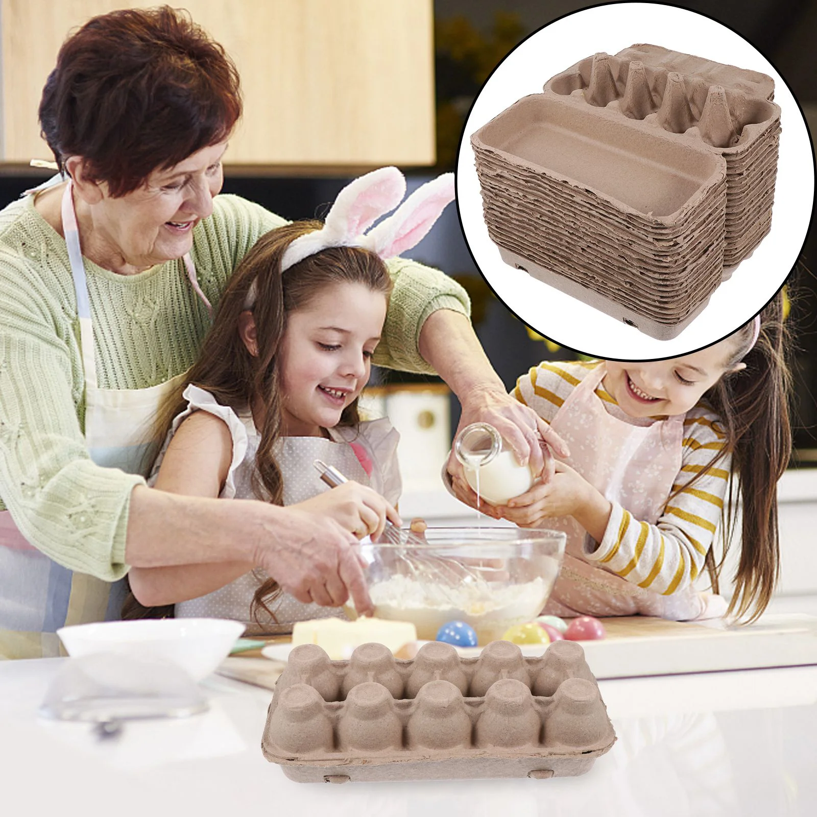 

20 Pcs Disposable Containers Pulp Egg Tray Holder 10 Cups Kitchen Organizer Paper