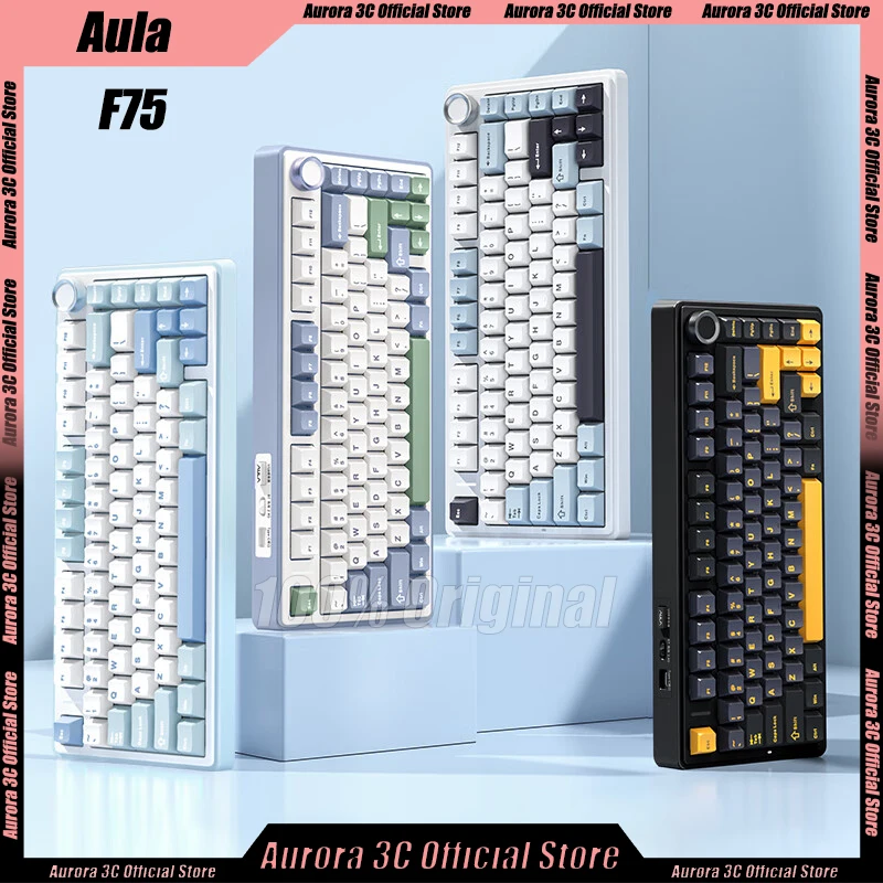 

Aula F75 Wireless Mechanical Gaming Keyboard 3 Mode 2.4g/Usb/Bluetooth 80Keys Keyboard Rgb Hot Swap Gamer Keyboard For Laptop Pc