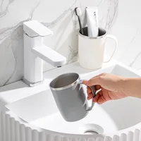 1PC Stainless Steel Mouthwash Cup Toothbrush Cup with Handle Wash Cup Premium Sense Couple Model Bathroom Accessories 2