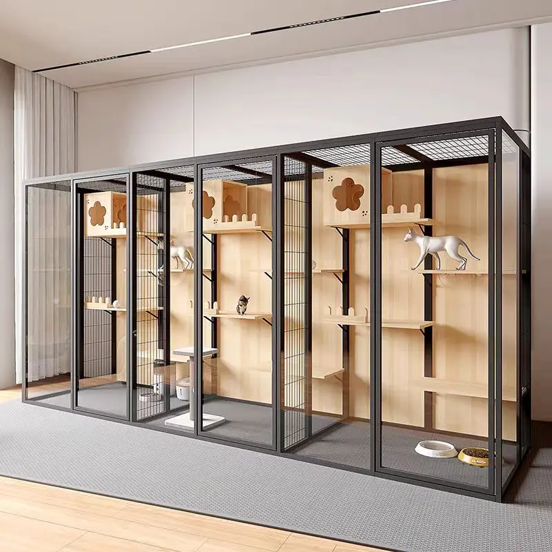 Aluminum Alloy Frame Indoor Cattery 120*60*180cm Luxury Cat House