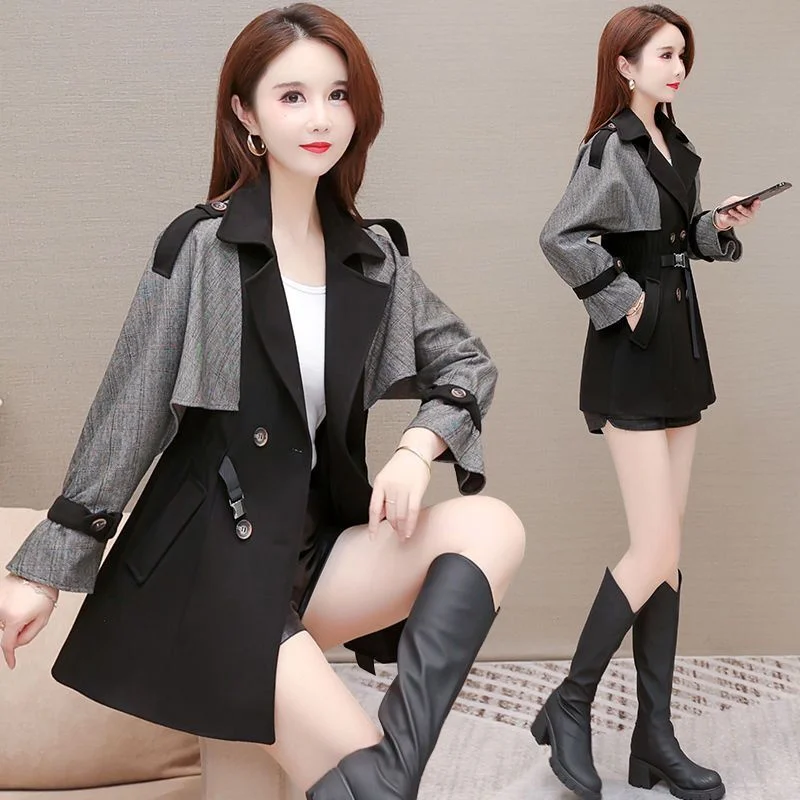 High-End Windbreaker Female Small 2022 Spring New Women's New Products Waist And Thin Stitching Button Top All-Match Coat Slim W