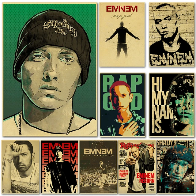 The Famous American Rapper Eminem Art Poster Music Vintage Retro Kraft  Paper Sticker DIY Room Bar Cafe Living Room Wall Decor