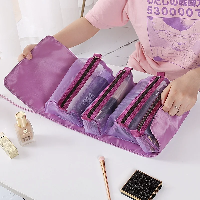 Elegant Women's Travel Cosmetic Organizer - Mesh Makeup Bag & Toiletry Storage Solution