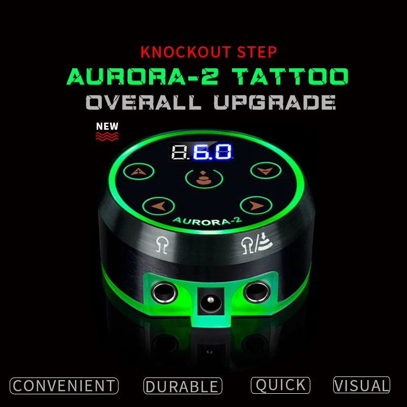 High End Tattoo Power Supply Aurora2 and Aurora1 Colorful Digital LED Touch Display Adapter for Coil and Rotary Tattoo Machines