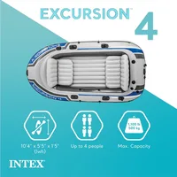 Excursion Inflatable Boat Series: Includes Deluxe 54in Boat Oars and High-Output Pump – SuperTough PVC 1
