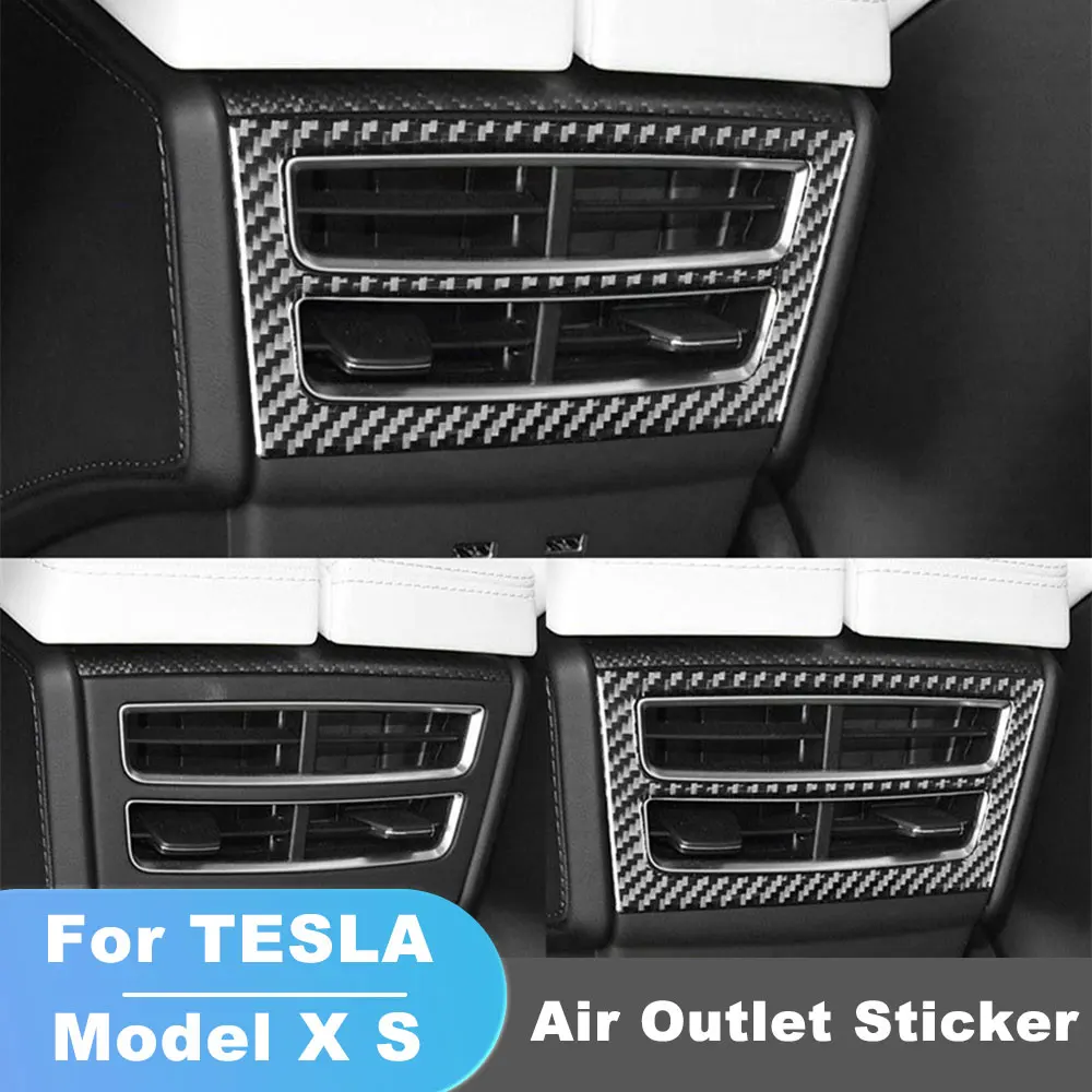 

For Tesla Model X 2016-2020 S 2012-2020 Rear Exhaust Air Outlet Vent Cover Real Carbon Fiber Stickers Car Interior Accessories