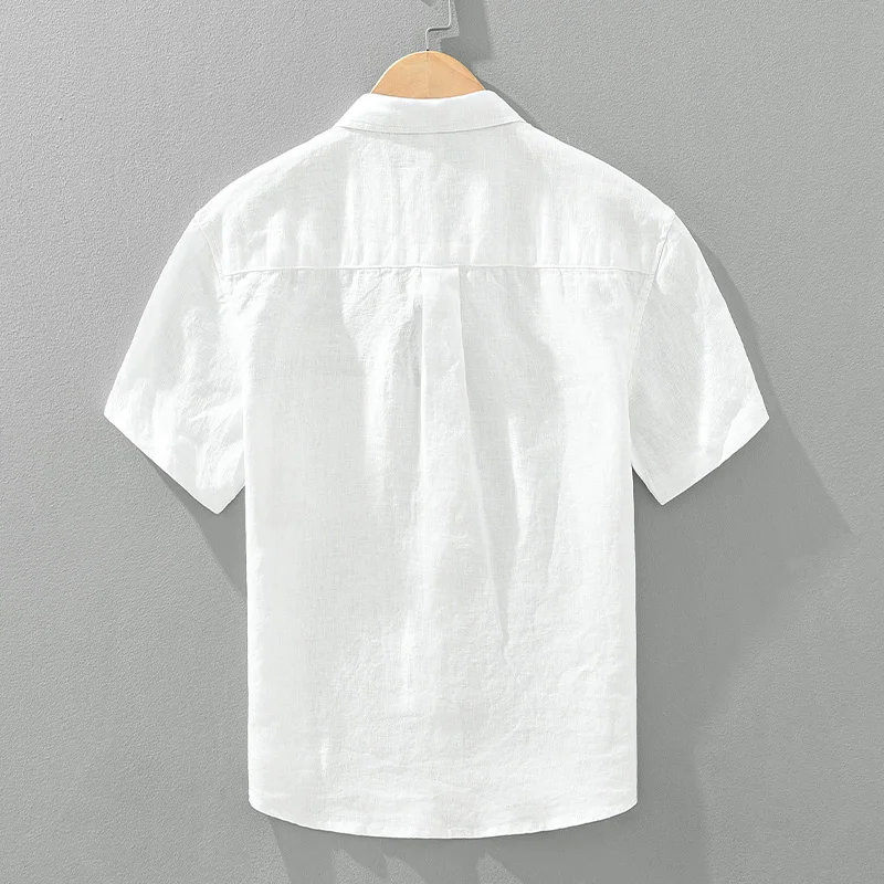 Linen Short Sleeve Shirts for Men Summer New Fashion Casual Loose Digital Printing Shirts
