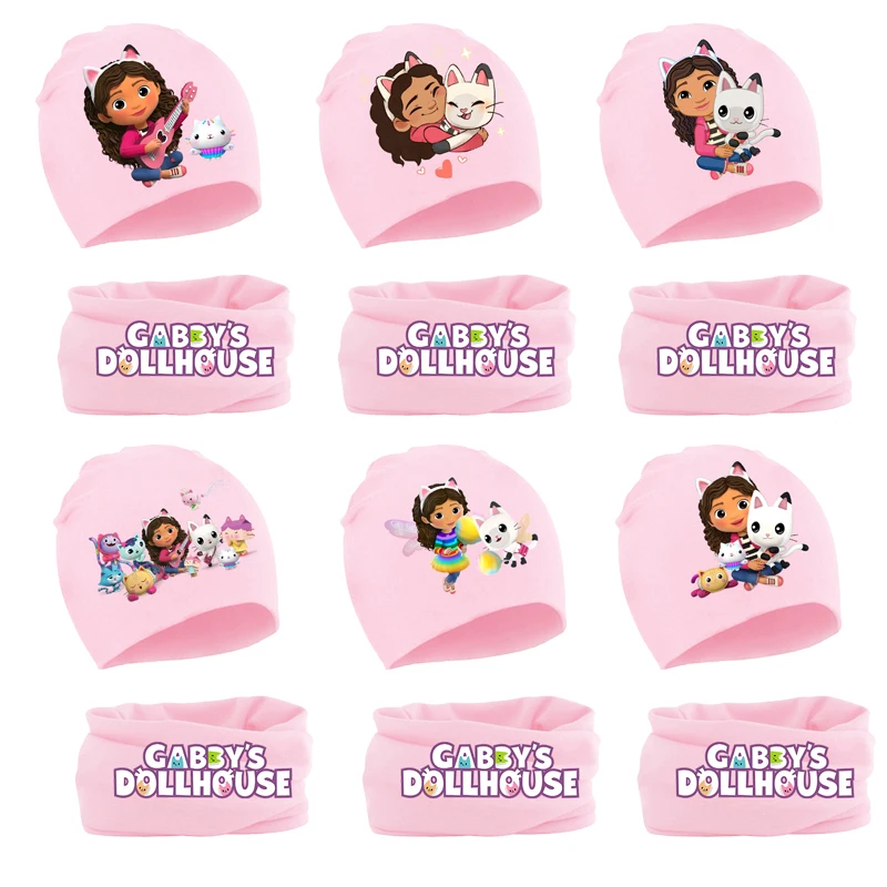 Gabby Dollhouses Bambini Cappello Sciarpa Cartoon Anime Inverno Caldo Cotone Confortevole Berretto Di Lana Collare Vestito Bambini Compleanno Regali C